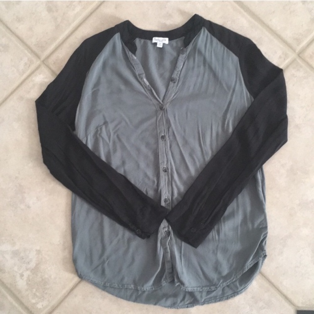 Anthropologie Splendid Color Block Long Sleeve Blouse